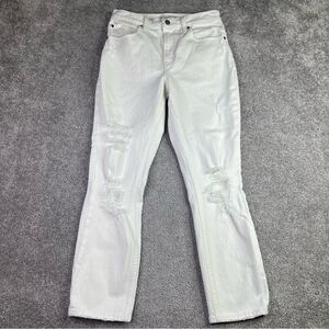 Abercrombie & Fitch Mom Jeans Women's 26 White Straight High Rise Ripped